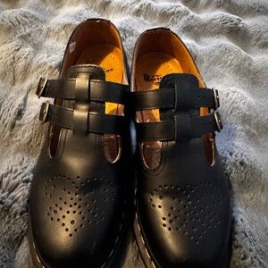 Dr. Martens Black Leather Heart Cutout Shoes